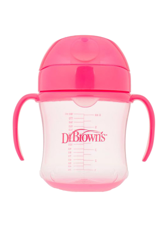 Dr. Browns Soft-Spout Transition Cup with Handles, 180ml, 6+ Months, Pink