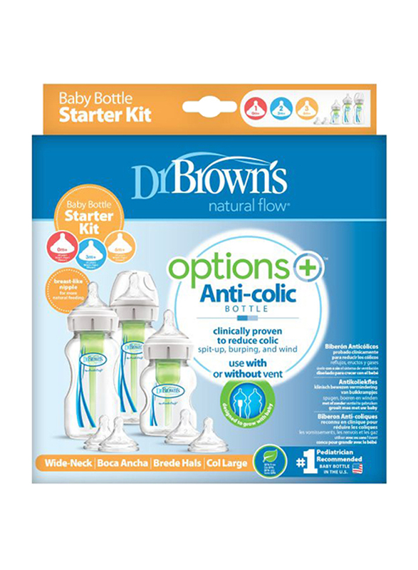 Dr. Browns Options+ PP Wide-Neck Baby Feeding Set, Clear