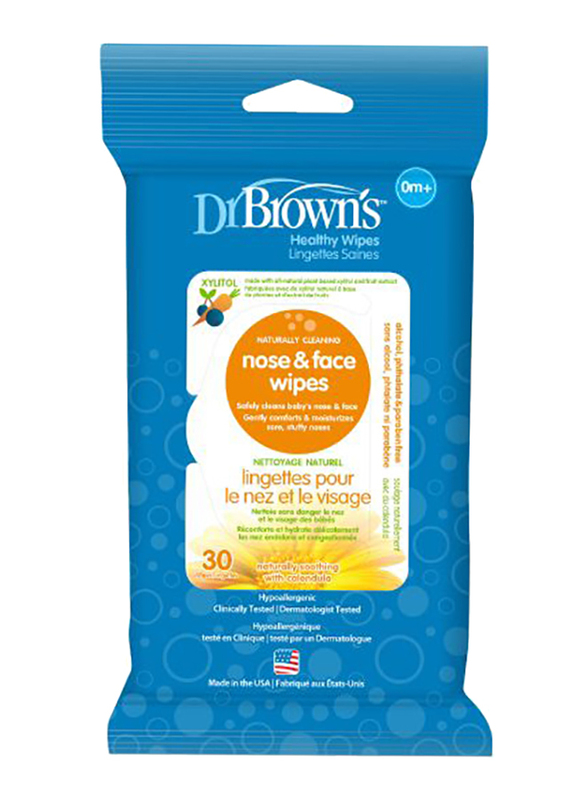 Dr. Browns Nose & Face Wipes for Baby, 30 Sheets, Blue