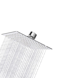 PuriPro 10-inch 316 Stainless Steel Square High Pressure Fixed Mounting Rain Shower Head with Silicone Nozzle, 1/2 inch Connector & 360 Degree Rotation, Silver