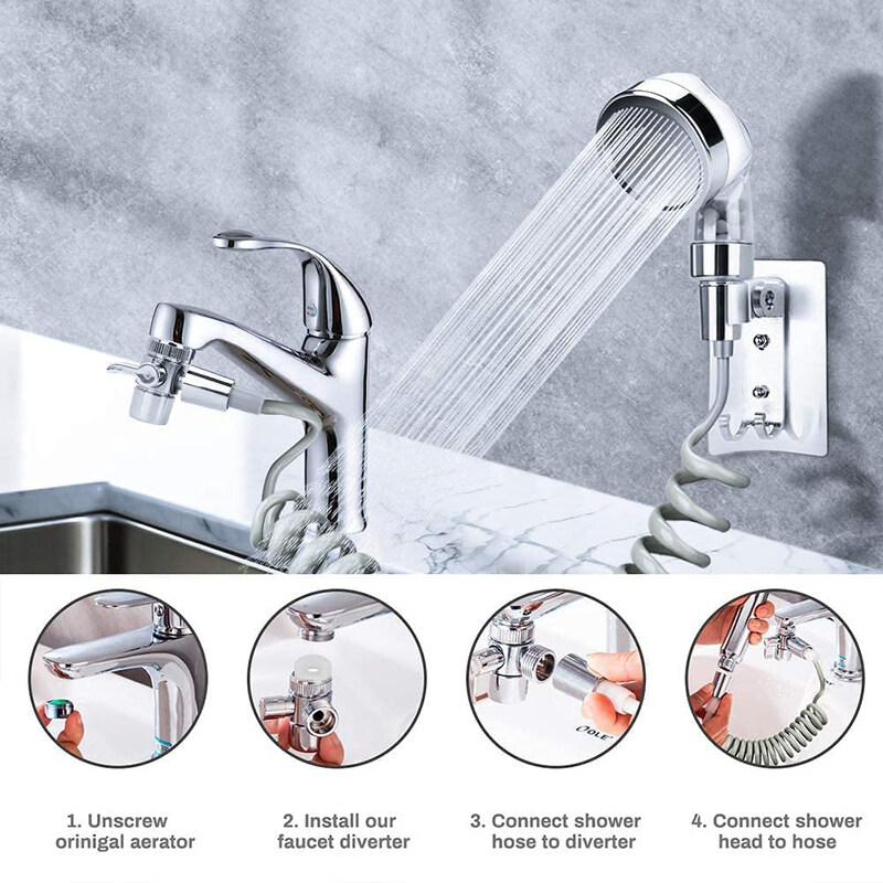 PuriPro 360° Swivel Faucet Spray Head with Ionic Stones Single Function, Silver/Grey