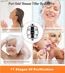 PuriPro Anti Hair Fall Shower Filter with Replaceable Filter Cartridge, Several Models, Multi Stages, Silver