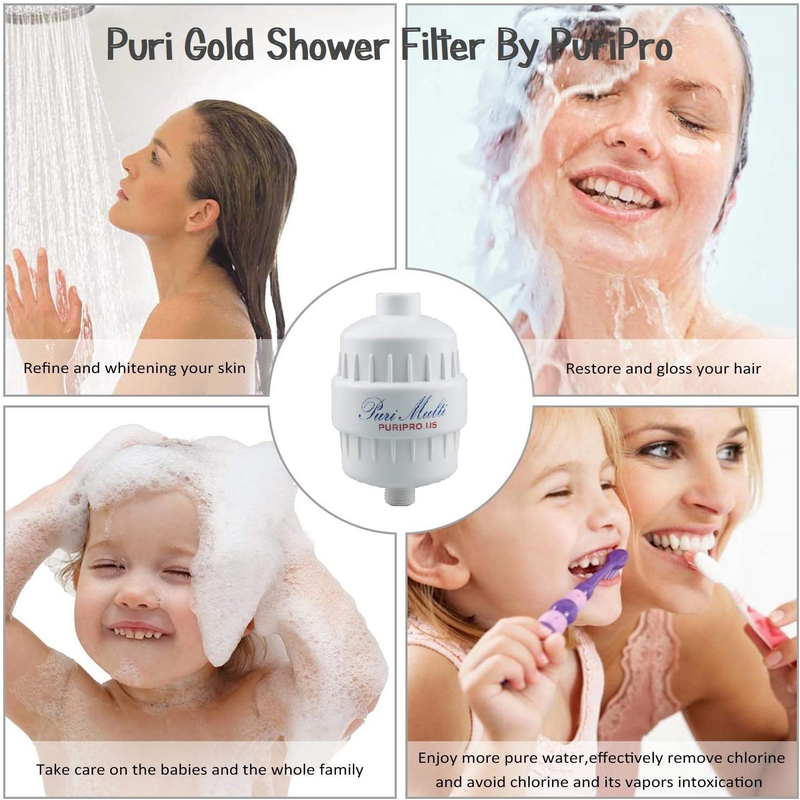 PuriPro Multi Layer Shower Filter for Healthy Hairs, White