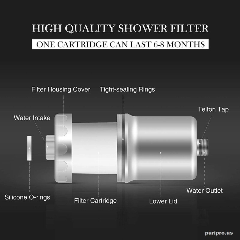 PuriPro Anti Hair Fall Rainsoft Shower Filter for Anti Dandruff & Removes Chlorine, Silver