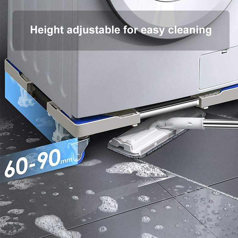 PuriPro Stainless Steel Multifunctional Universal Adjustable 4 Wheels Trolley Shelf Stand for Washing Machine, Fridge & Dishwasher Shelf, Grey