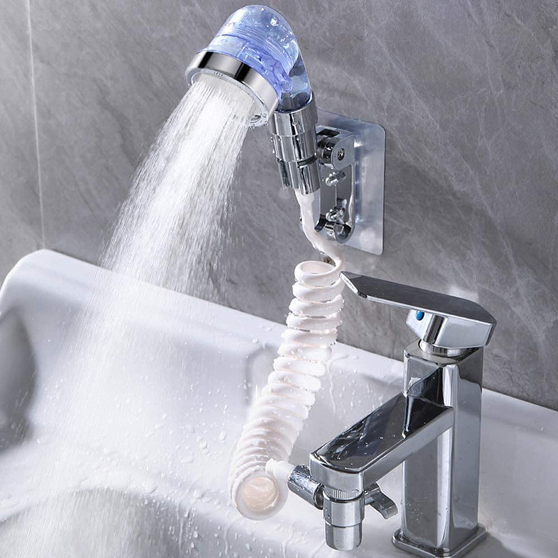 PuriPro 360° Swivel Faucet Spray Head with Ionic Stones Three Functions, Silver/Grey