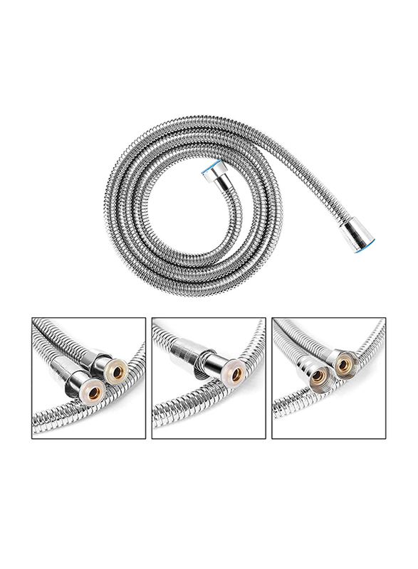 PuriPro 1.5-Meter Stainless Steel Flexible Shower Hose, Silver