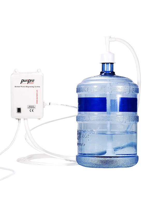 PuriPro 18.92 Liter Bottled Water Dispensing Pump System for Connecting Water Bottle, White