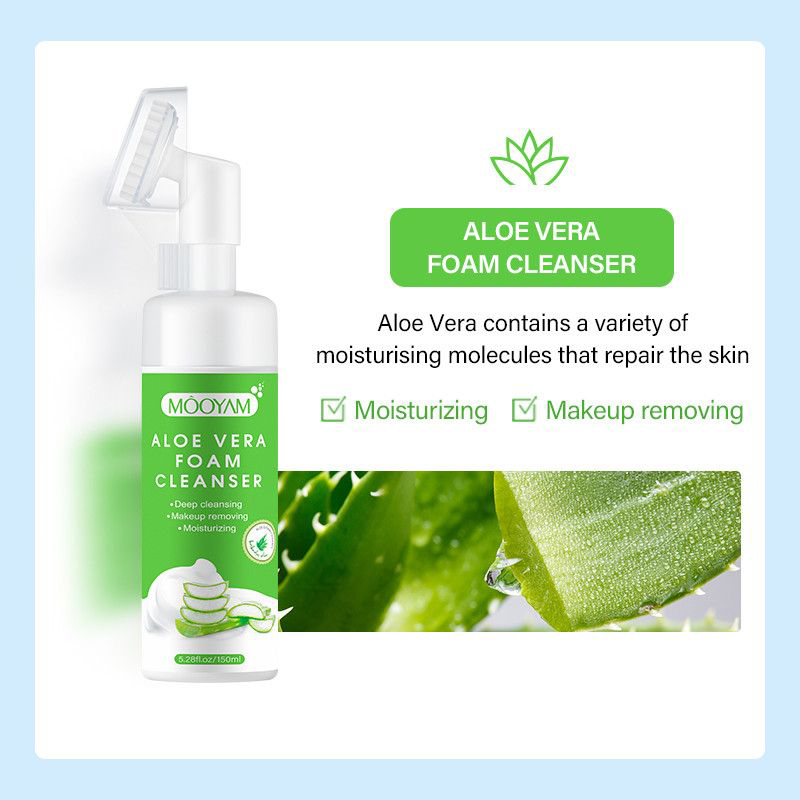 Mooyam Deep Cleaning Makeup Removing Moisturizing Aloe Vera Foam Cleansing, 150ml