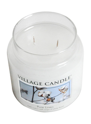 Village Candle Pure Linen Medium Fragranced Candle Jar, 16oz, White