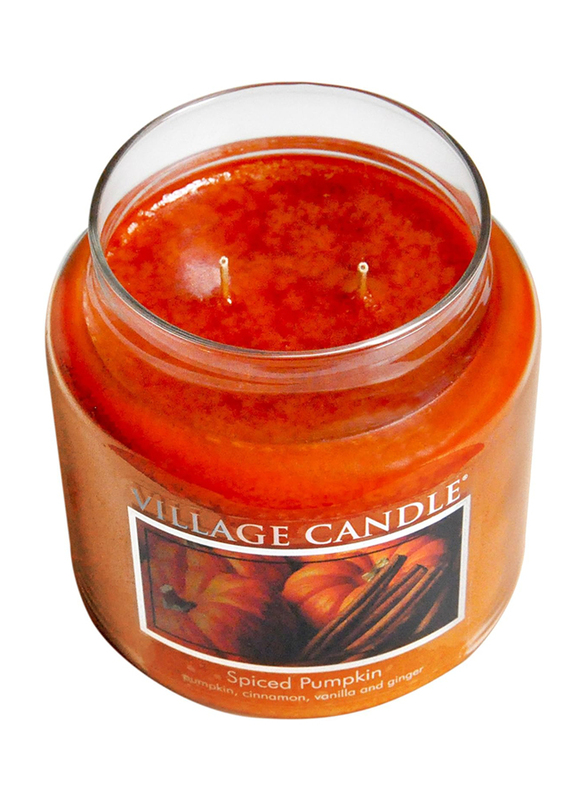 Village Candle Spiced Pumpkin Large Fragranced Apothecary Candle Jar, 21.25oz, Orange