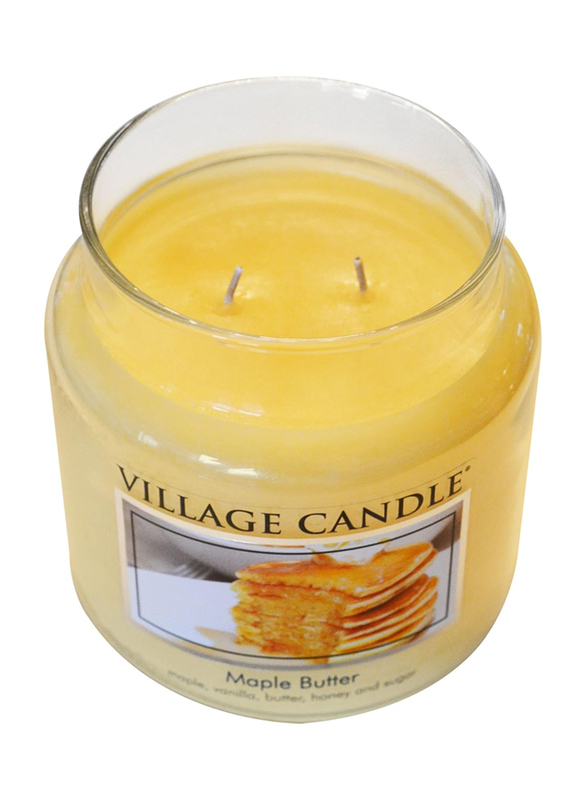 Village Candle Maple Butter Medium Fragranced Apothecary Candle Jar, 11oz, Yellow