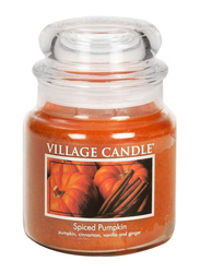 Village Candle Spiced Pumpkin Medium Fragranced Candle Jar, 16oz, Orange