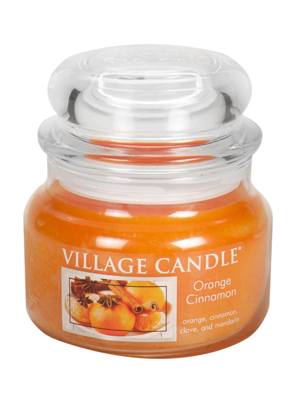 Village Candle Orange Cinnamon Small Fragranced Candle Jar, 11oz, White