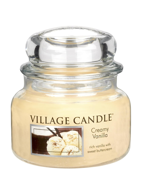 Village Candle Creamy Vanilla Small Fragranced Candle Jar, 11oz, Beige