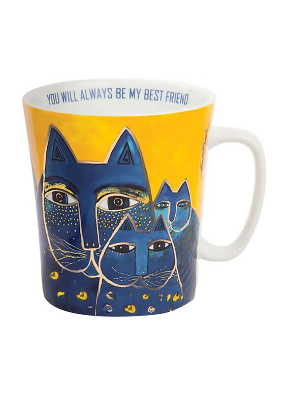

Egan 430ml Porcelain Laurel Burch Fantastic Felines Mug, PLB21/1GX, Yellow
