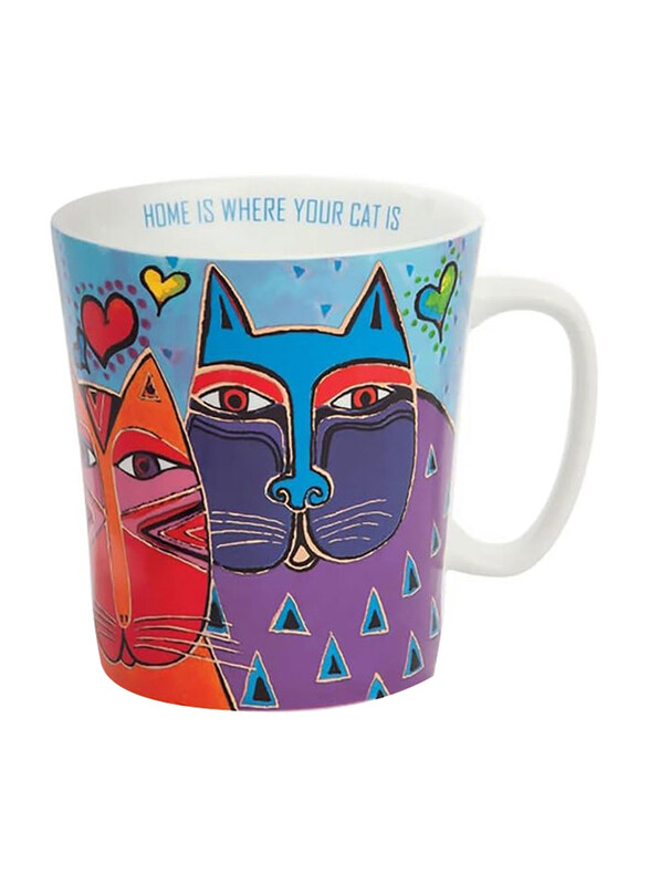 

Egan 430ml Porcelain Laurel Burch Fantastic Felines Mug, PLB21/1CX, Light Blue