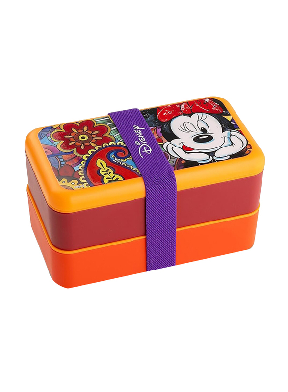 Egan Disney Forever & Ever Minnie Mouse Premium Polypropylene Lunch Box, 18 x 10cm, Red/Yellow/Orange