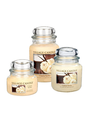 Village Candle Creamy Vanilla Small Fragranced Candle Jar, 11oz, Beige