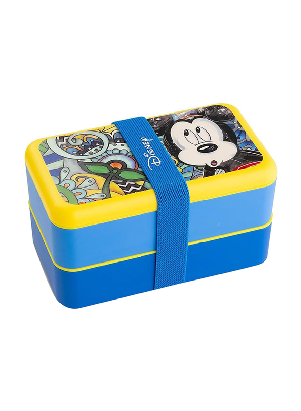 Egan Disney Forever & Ever Mickey Mouse Premium Polypropylene Lunch Box, 18 x 10cm, Blue/Yellow