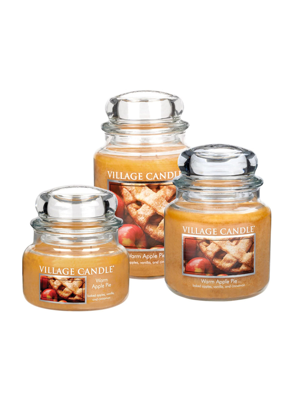 Village Candle Apple Pie Medium Fragranced Candle Jar, 16oz, Brown