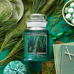 Village Candle Balsam Fir Large Fragranced Apothecary Candle Jar, 21.25oz, Green