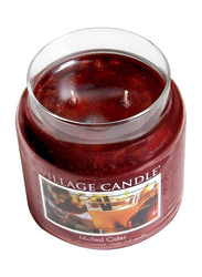 Village Candle Mulled Cider Medium Fragranced Apothecary Candle Jar, 13.75oz, Red