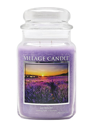 Village Candle Lavender Fir Large Fragranced Apothecary Candle Jar, 21.25oz, Purple