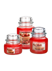 Village Candle Fresh Strawberries Small Fragranced Candle Jar, 11oz, Red