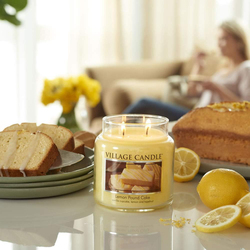 Village Candle Lemon Pound Cake Medium Fragranced Candle Jar, 16oz, Yellow