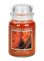 Village Candle Spiced Pumpkin Large Fragranced Apothecary Candle Jar, 21.25oz, Orange