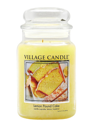 Village Candle Lemon Pound Cake Large Fragranced Apothecary Candle Jar, 21.25oz, Yellow