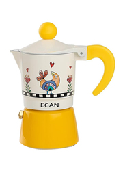 Egan 2 Cpus Cocorico Collection Premium Aluminum Moka Coffee Maker, 228069, Yellow/White