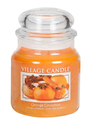 Village Candle Orange Cinnamon Medium Fragranced Candle Jar, 16oz, Orange