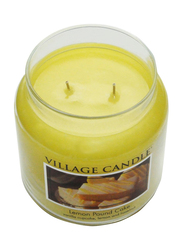 Village Candle Lemon Pound Cake Medium Fragranced Candle Jar, 16oz, Yellow