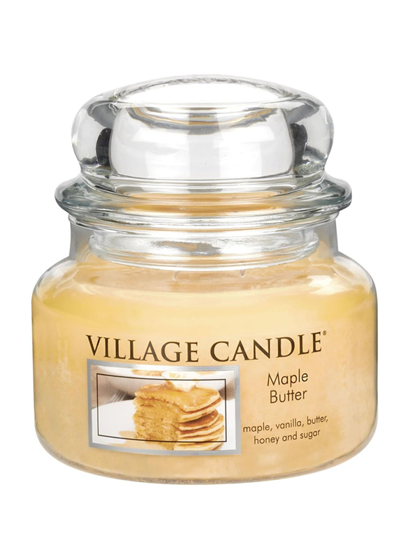 Village Candle Maple Butter Small Fragranced Candle Jar, 11oz, Yellow