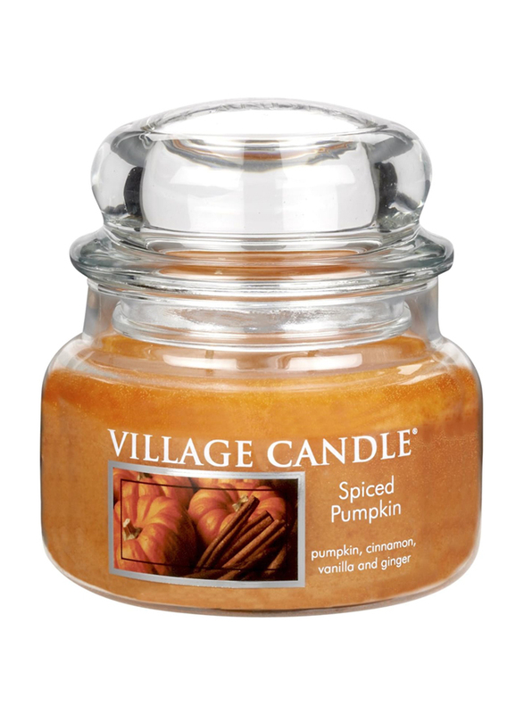 Village Candle Spiced Pumpkin Small Fragranced Candle Jar, 11oz, Brown