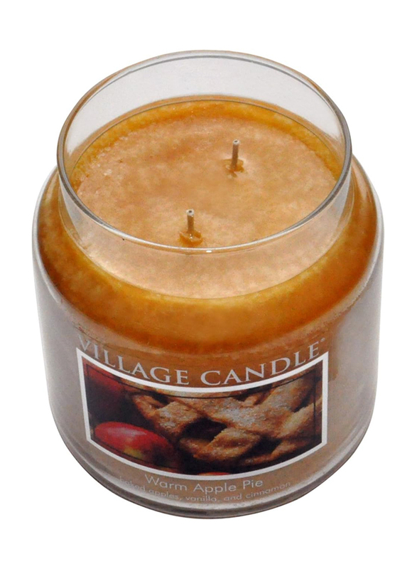 Village Candle Apple Pie Medium Fragranced Candle Jar, 16oz, Brown