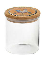 Egan Cocorico Collection Glass Jar with Bamboo and Ceramic Lid, 10 x 12cm, Clear