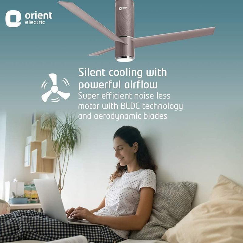 Orient 48-Inch Aeroslim Electric BLDC Motor Smart Ceiling Fan with IOT, Remote & Underlight, Champagne Brown