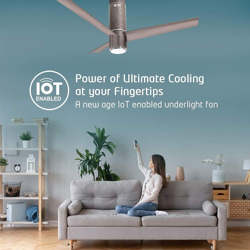 Orient 48-Inch Aeroslim Electric BLDC Motor Smart Ceiling Fan with IOT, Remote & Underlight, Champagne Brown