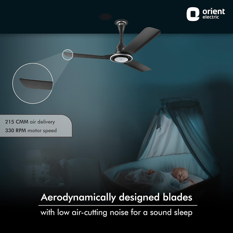 Orient 48-Inch I-Float Electric BLDC Motor Smart Ceiling Fan with IOT & Remote, Cosmos Black