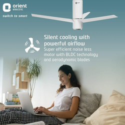 Orient 48-Inch Aeroslim Electric BLDC Motor Smart Ceiling Fan with IOT, Remote & Underlight, White