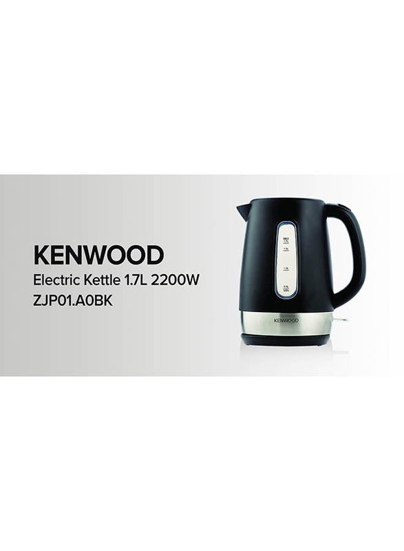 Kenwood 1.7L Cordless Electric Kettle with Auto Shut-Off, 2200W, ZJP01.A0BK, Black/Silver