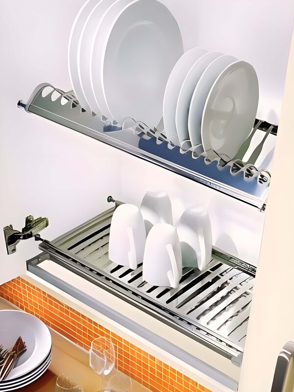 Eurocliq Stainless Steel Cabinet Mount Dish Rack, Chrome