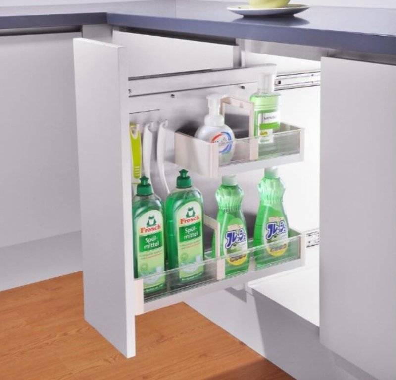 Eurocliq Pull-Out Kitchen Under Sink Cabinet Drawer Organizer Basket, White