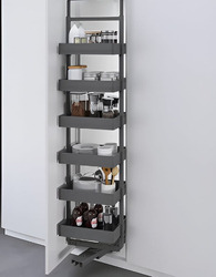 Eurocliq 5-Tier Pull Out Tall Kitchen Shelf Organizer with Revolving Basket, Grey