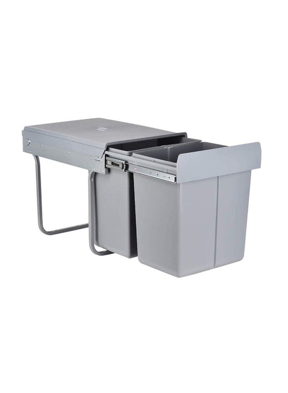 

Eurocliq 40L Pull Out Under Cabinet Counter Trash Cans with Lid, Grey