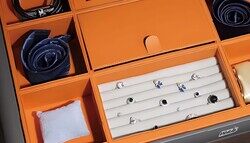 Eurocliq Pull-Out Wardrobe Jewellery Storage Drawer with Sliding, Grey/Orange