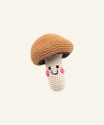 Friendly Plush Mushroom Rattle - Brown